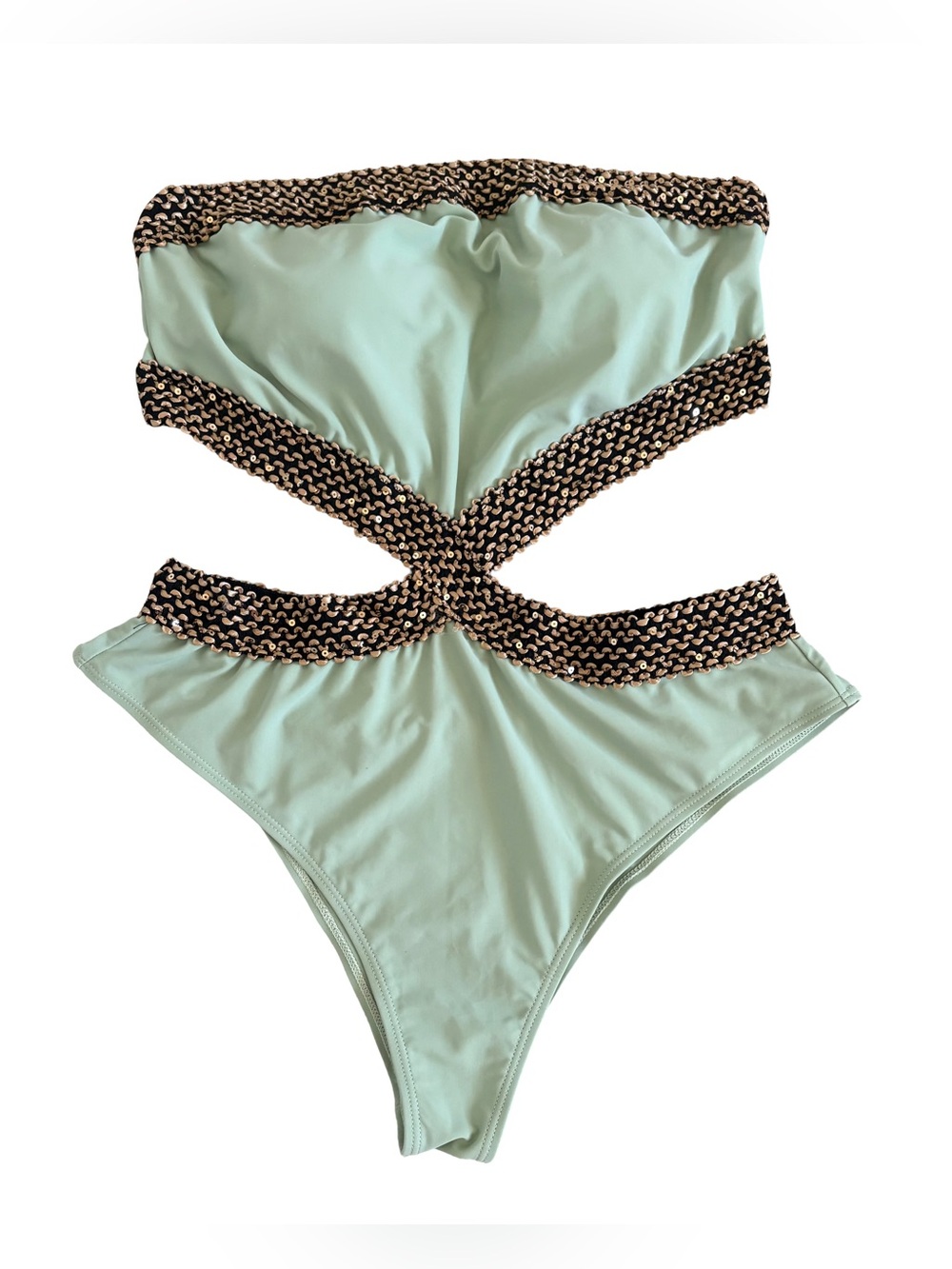 Milumia Women's Stitch Detail Strapless One Piece Swimsuit Cut Out Bandeau Bathi